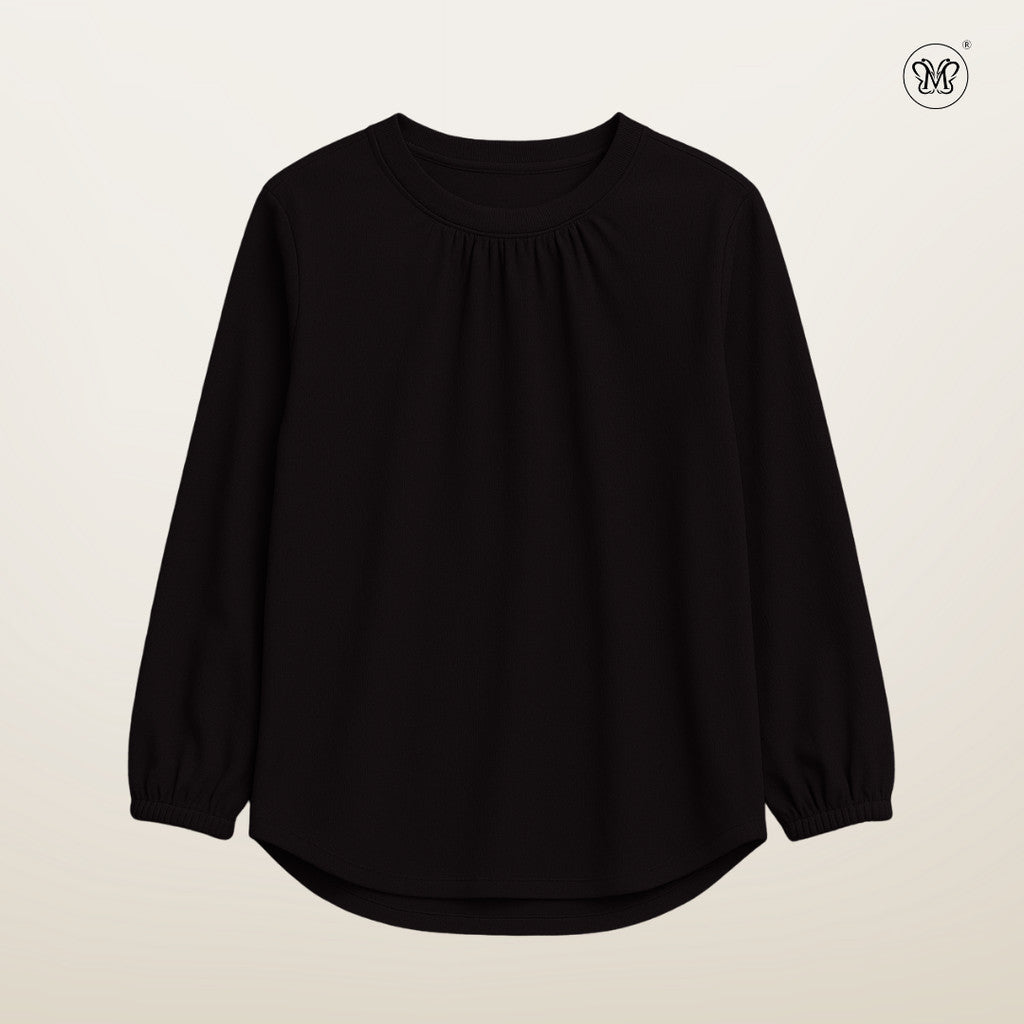 Long Sleeve Blouse with Gathered Neckline