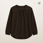 Long Sleeve Blouse with Gathered Neckline