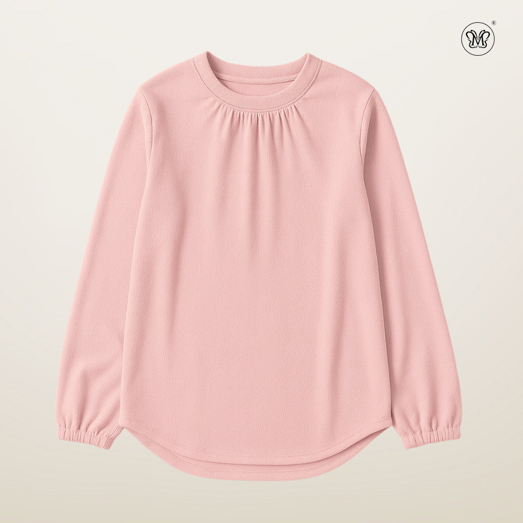 Long Sleeve Blouse with Gathered Neckline