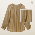 V-Slit Round Neck Blouse