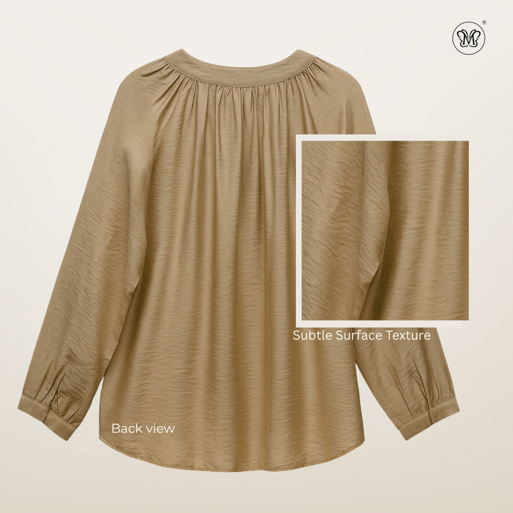 V-Slit Round Neck Blouse