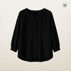 V-Slit Round Neck Blouse