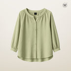 V-Slit Round Neck Blouse
