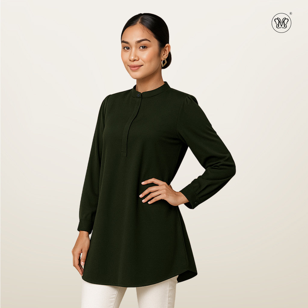 Tunic Blouse with Hidden Button Placket