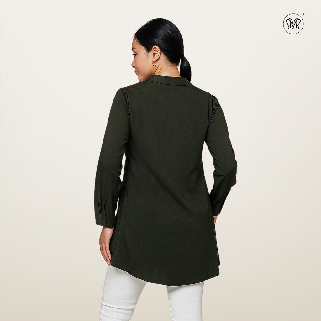 Tunic Blouse with Hidden Button Placket