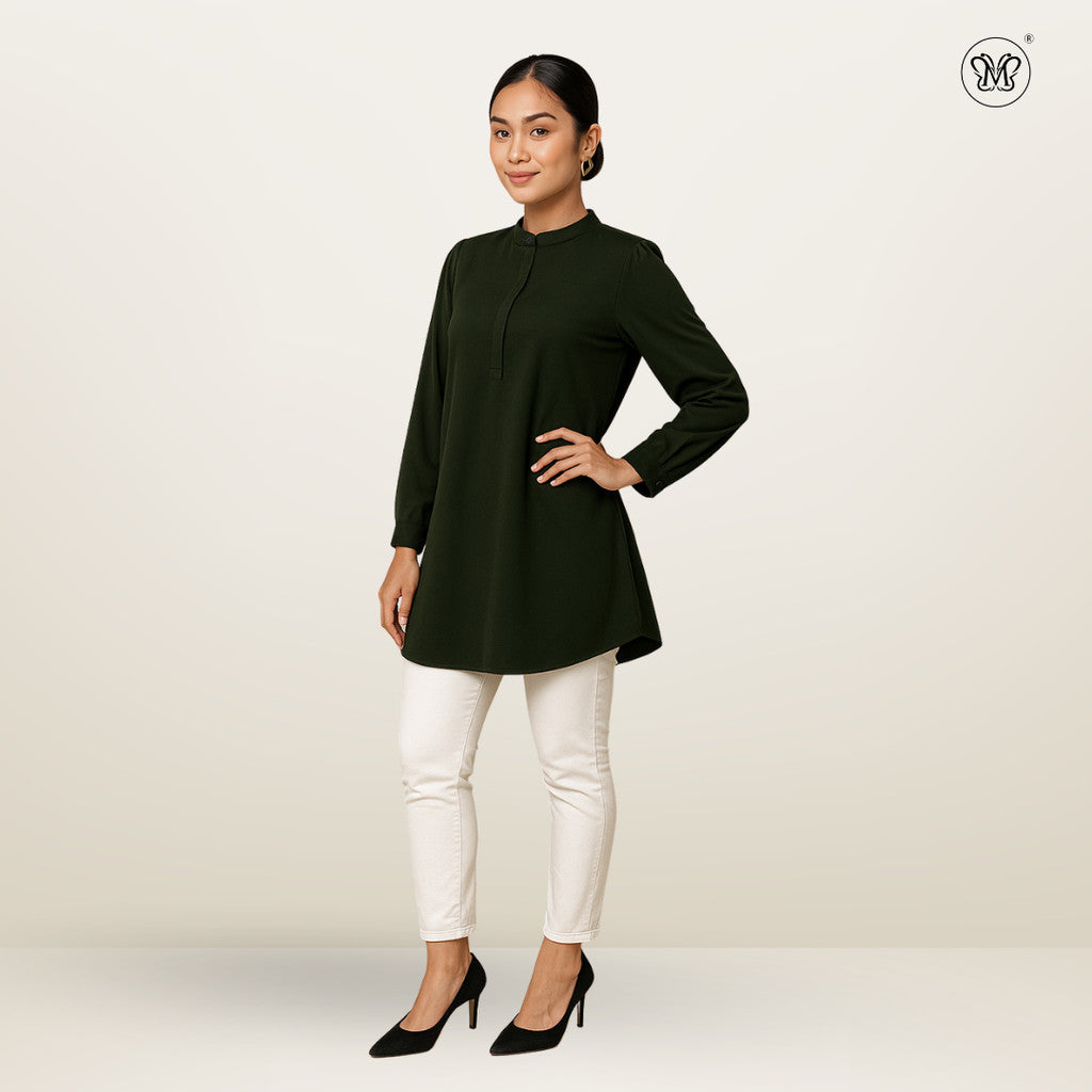 Tunic Blouse with Hidden Button Placket