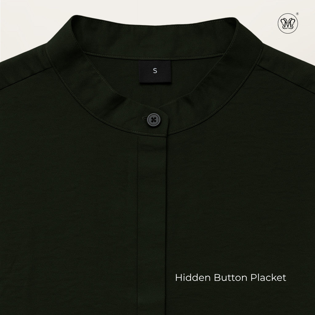 Tunic Blouse with Hidden Button Placket