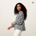 Printed Smocked Collar Blouse