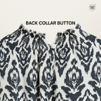 Printed Smocked Collar Blouse