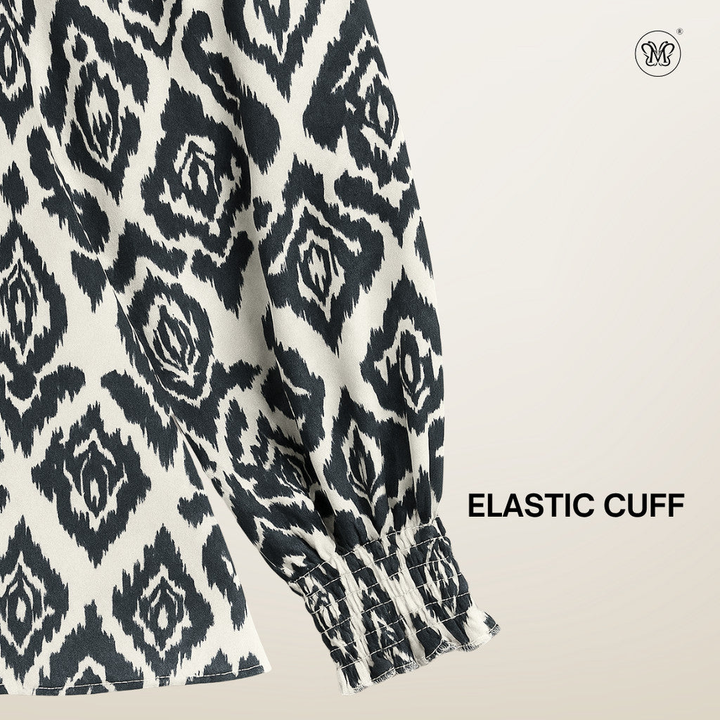 Printed Smocked Collar Blouse