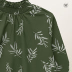 Printed Smocked Collar Blouse