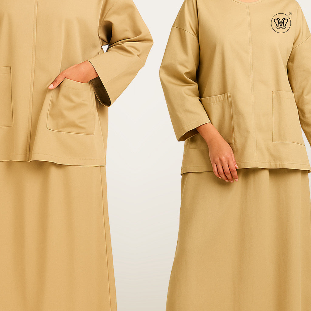 Ladies Front Pockets Linen Set