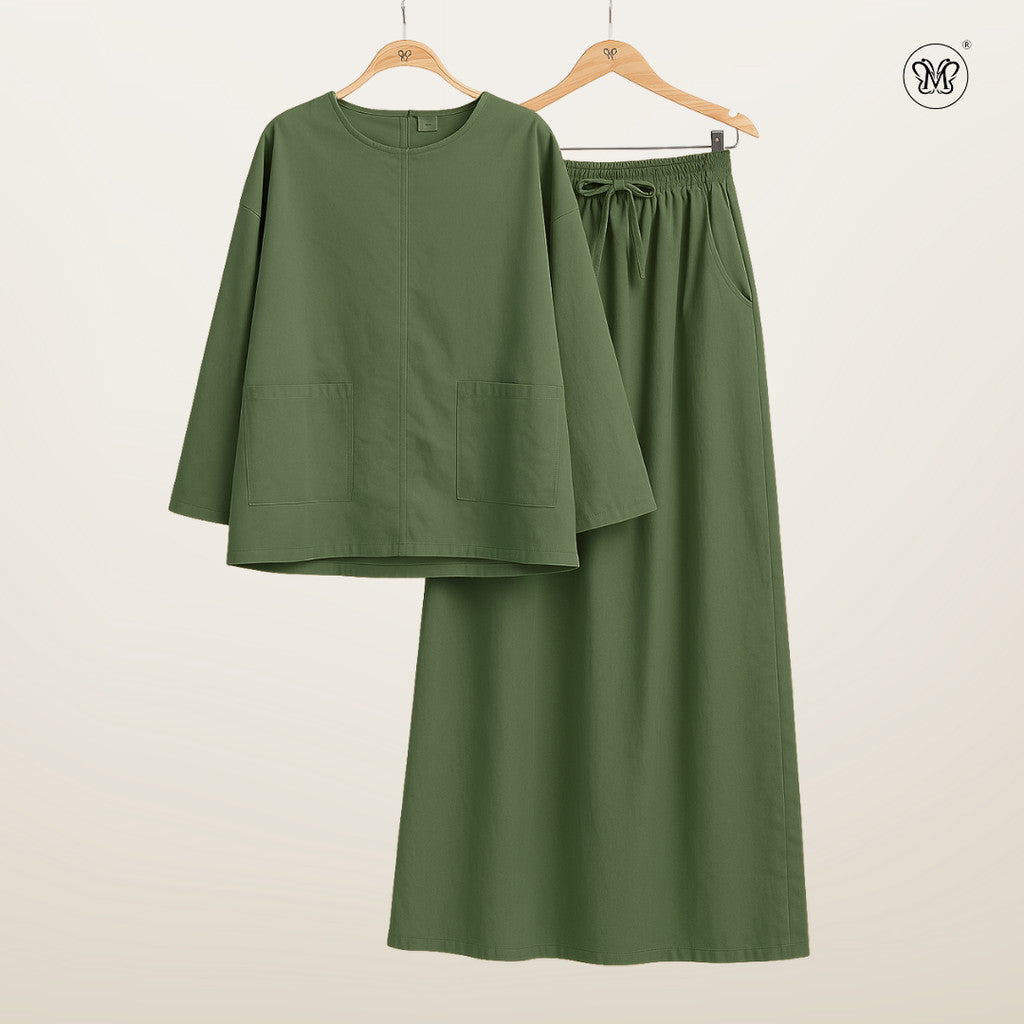 Ladies Front Pockets Linen Set