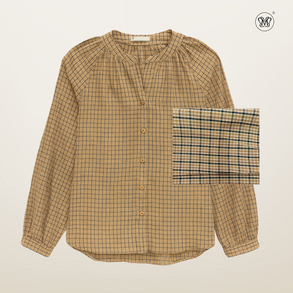 Checkered Puff Sleeve Blouse