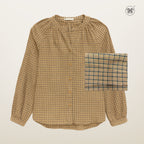 Checkered Puff Sleeve Blouse