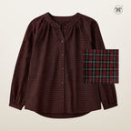 Checkered Puff Sleeve Blouse