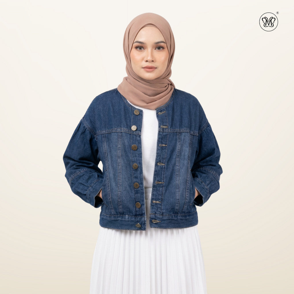 Round Neck Denim Jacket