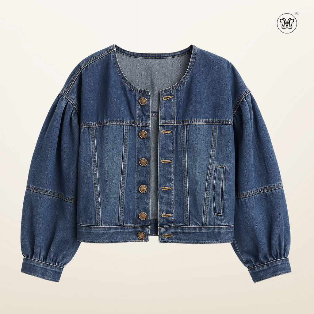 Round Neck Denim Jacket