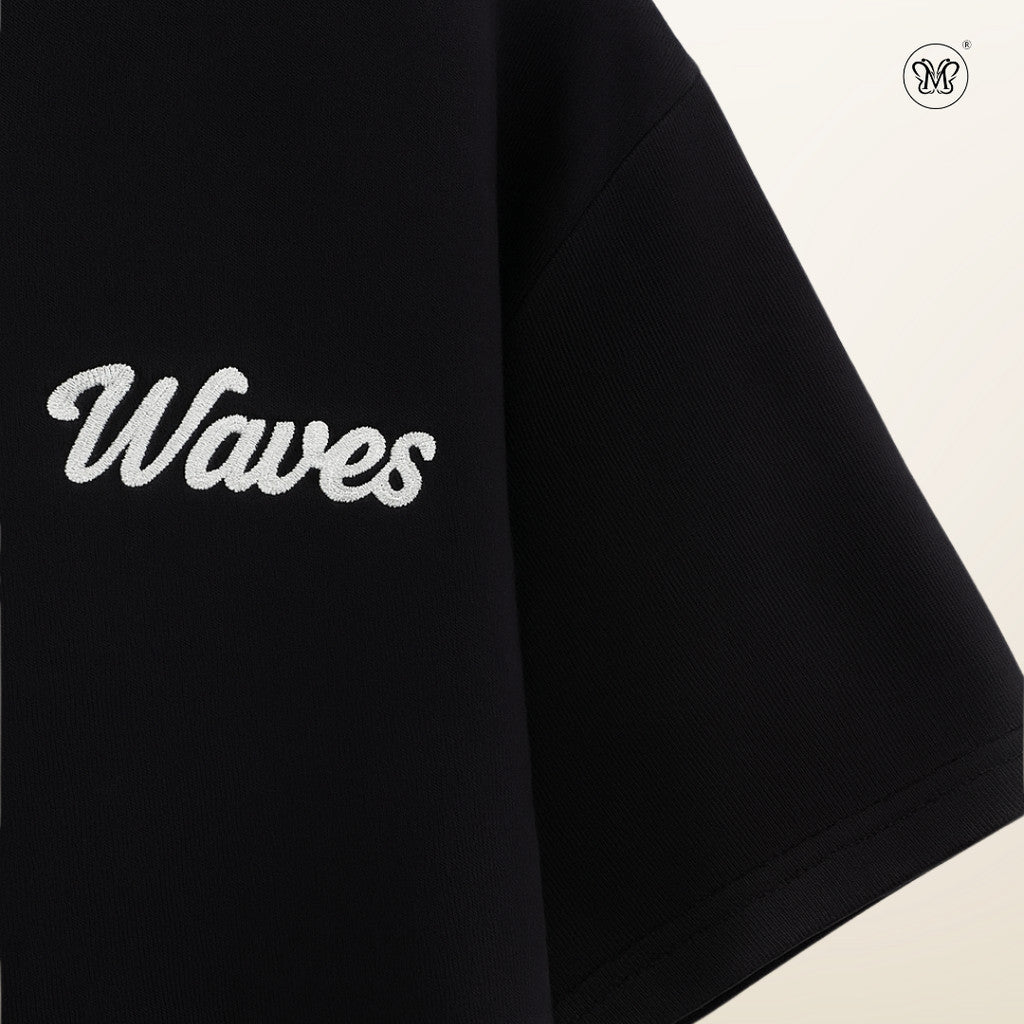Embroidered 'Waves' Tee Shirt