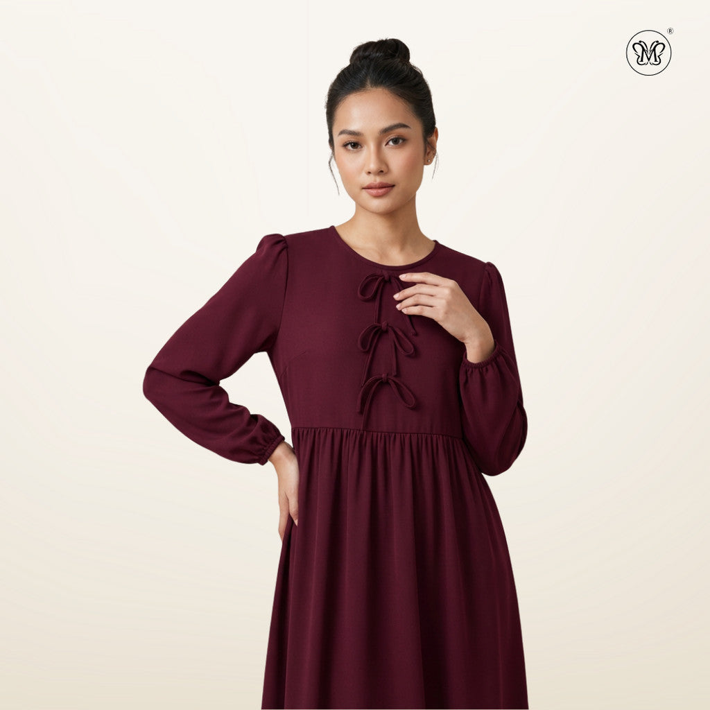 Triple Ribbon-Tie Dress