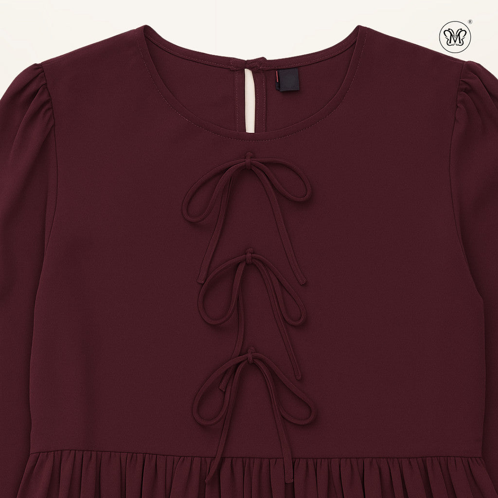 Triple Ribbon-Tie Dress