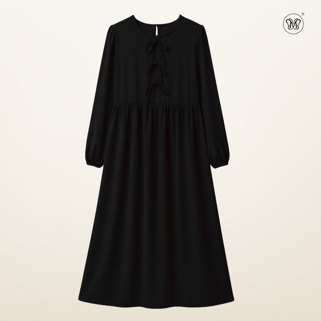 Triple Ribbon-Tie Dress