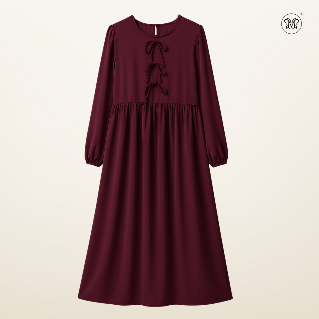 Triple Ribbon-Tie Dress