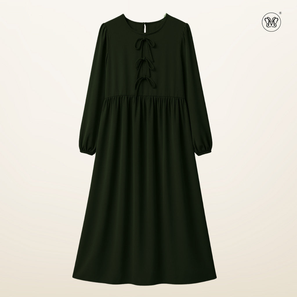 Triple Ribbon-Tie Dress