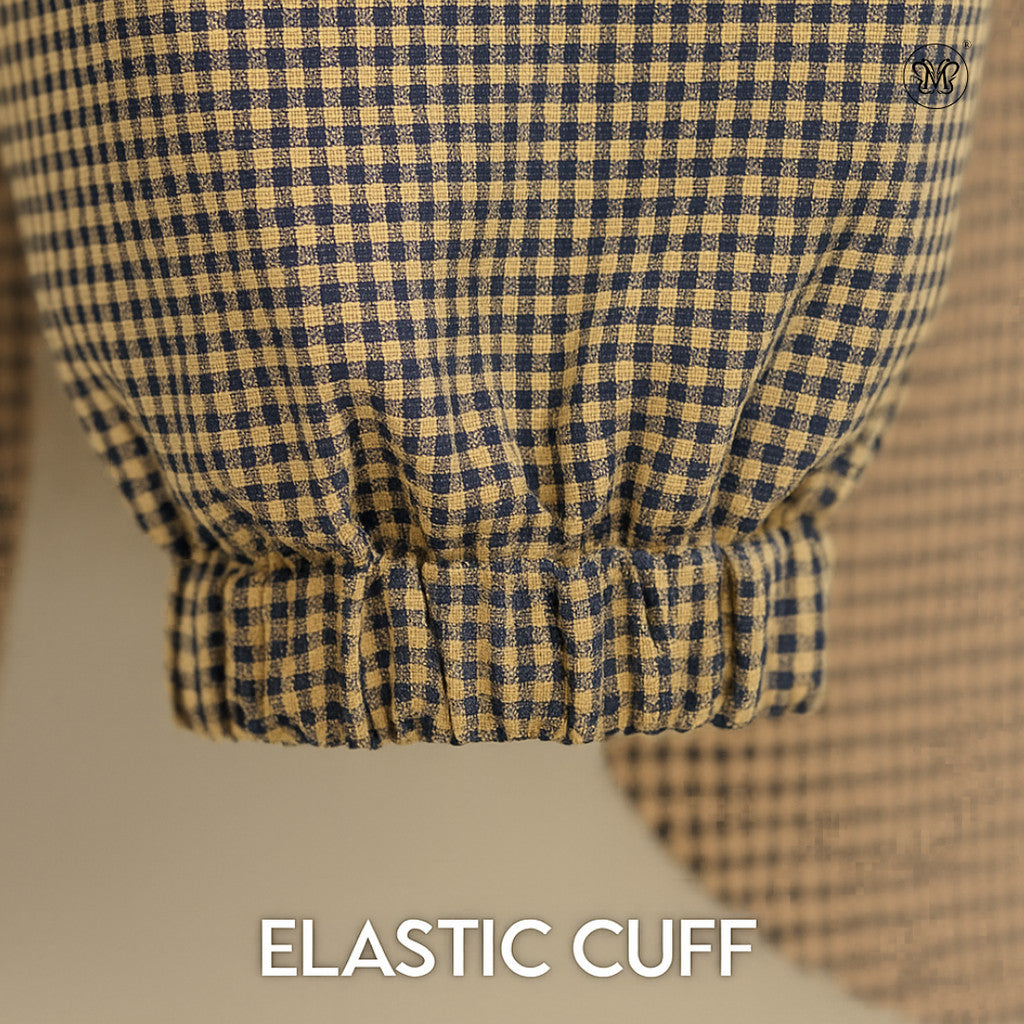 Bib Collar Checkered Blouse