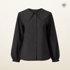 Bib Collar Checkered Blouse