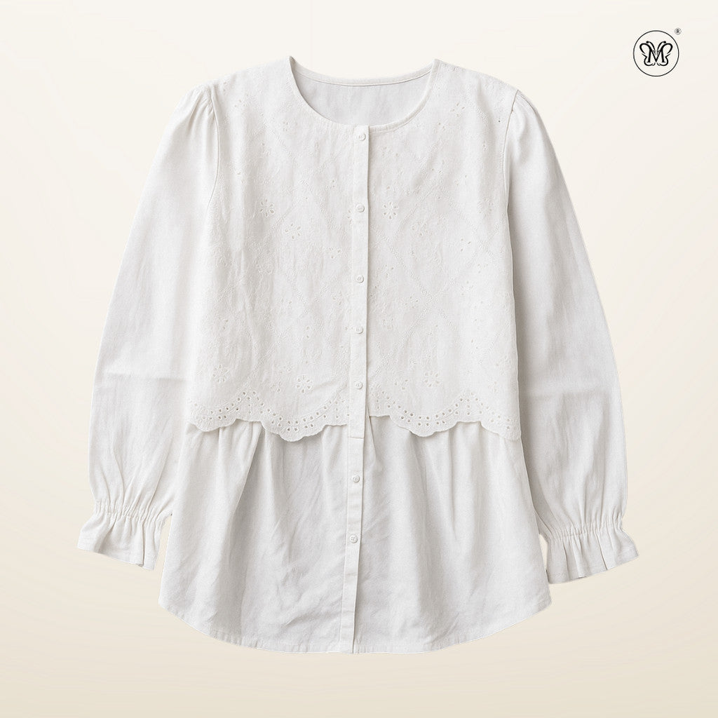 Eyelet Lace Layered Blouse