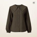 Bib Collar Checkered Blouse
