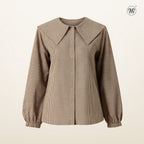 Bib Collar Checkered Blouse