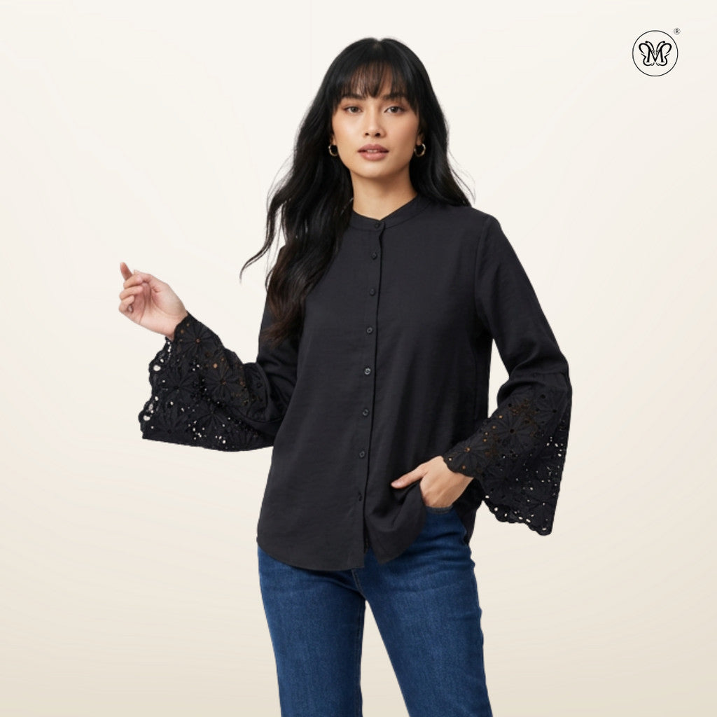 Embroidered Bell Sleeves Blouse