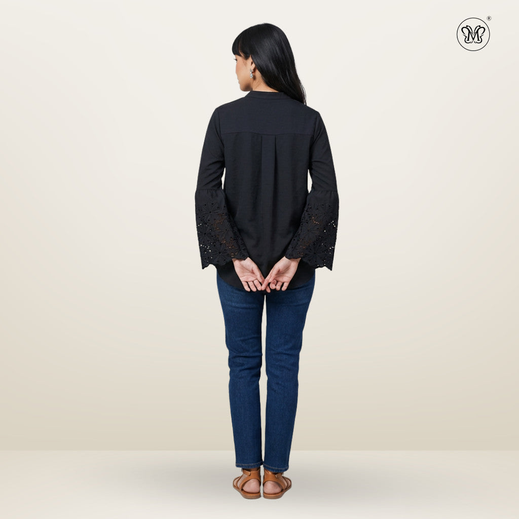 Embroidered Bell Sleeves Blouse