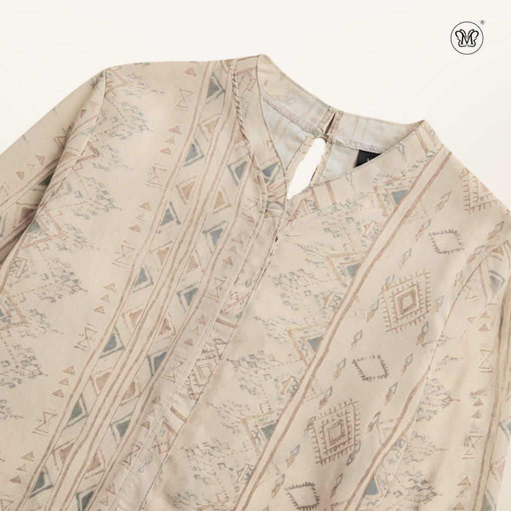 V-Line Mixed Printed Blouse