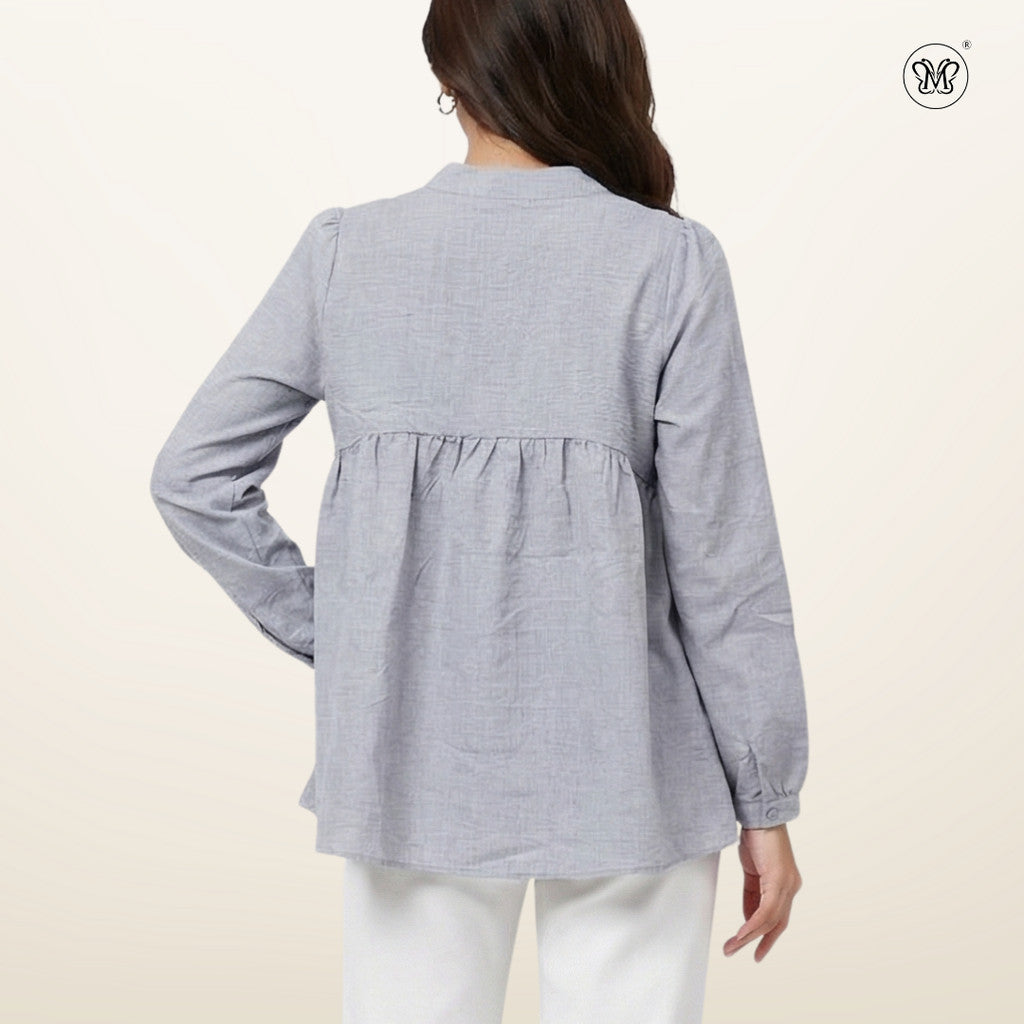 Soft Gathers Waistline Blouse