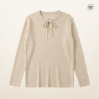 Ribbed Knit Tie-Neck Top