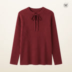 Ribbed Knit Tie-Neck Top