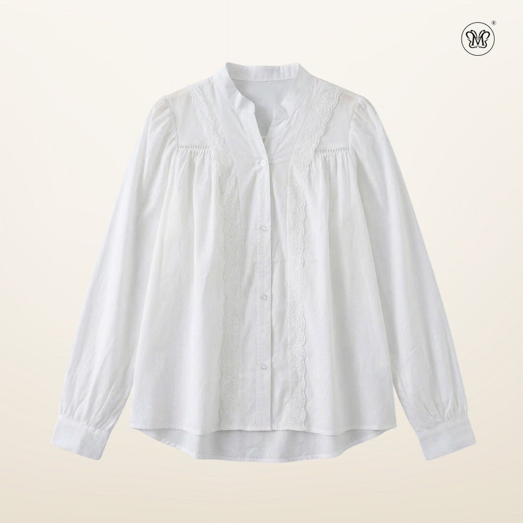 Lace Trim Gathered Blouse