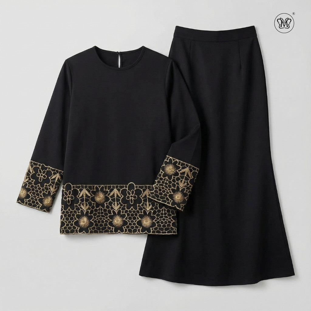 Gold Embroidered Lace Kurung