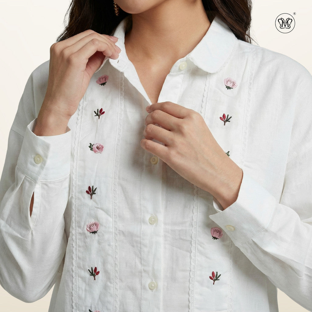 Ladies Vertical Floral Motifs Shirt