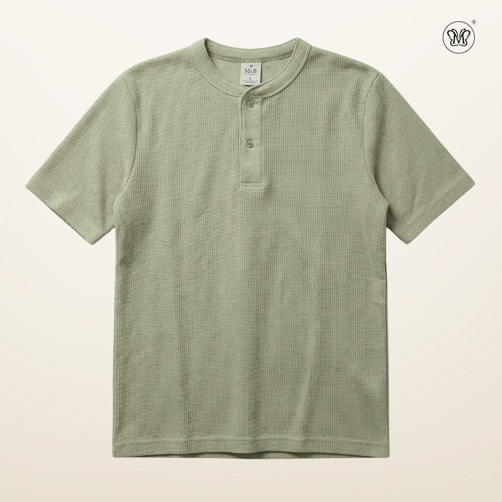 Waffle Henly Neck T-Shirt