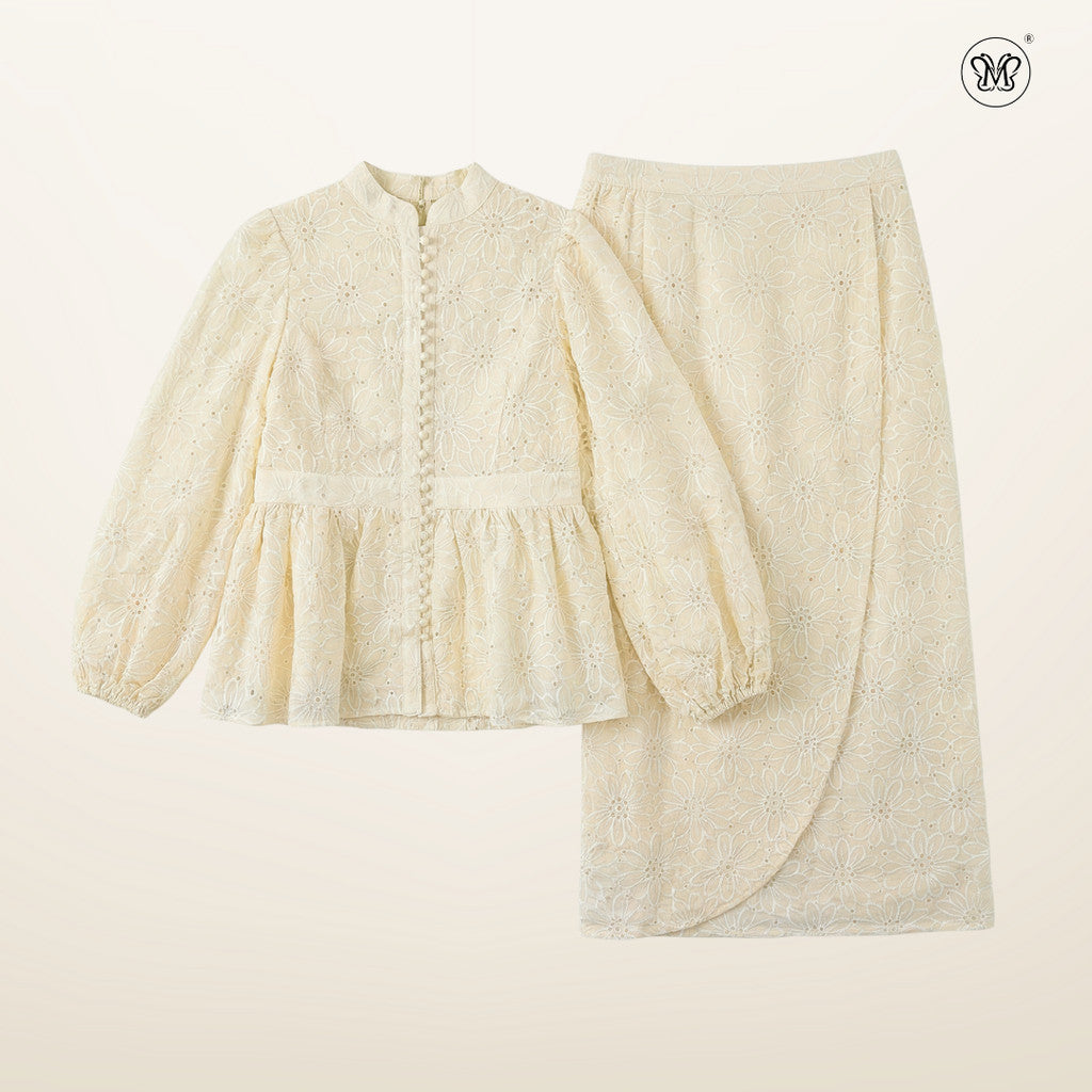 Bunga Embroidered Peplum Set