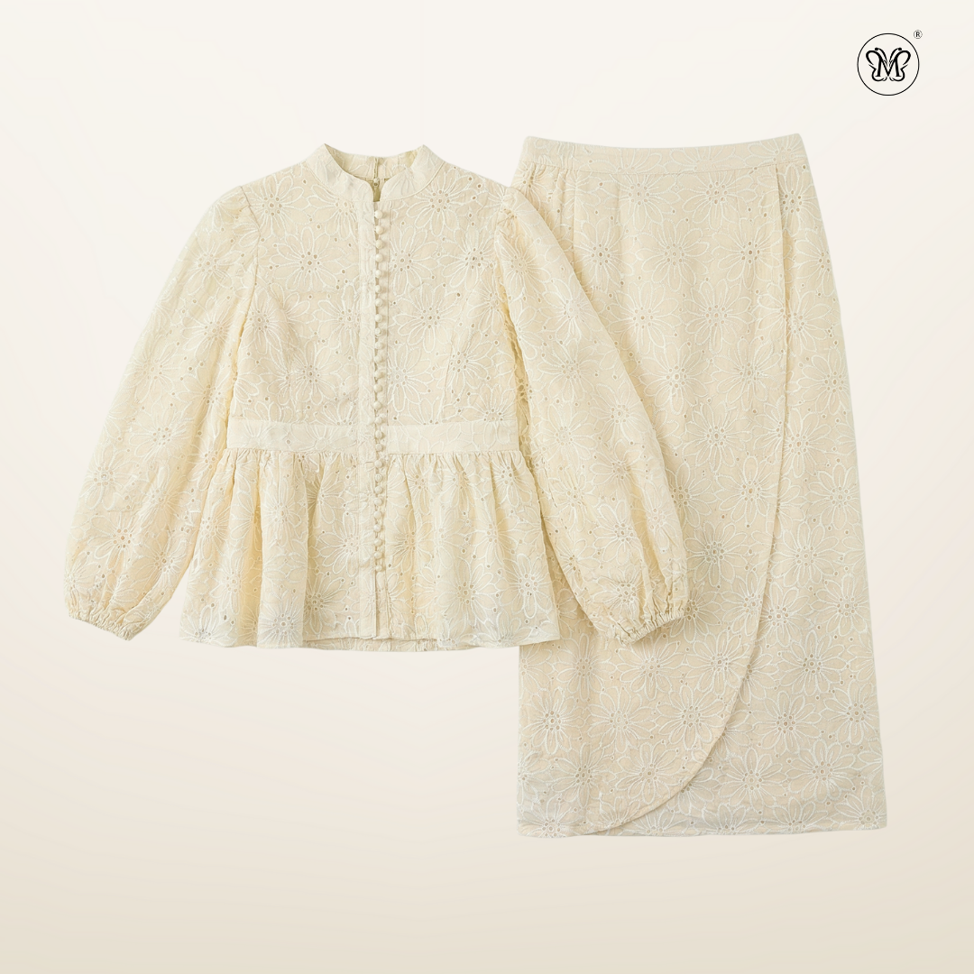 Bunga Embroidered Peplum Set