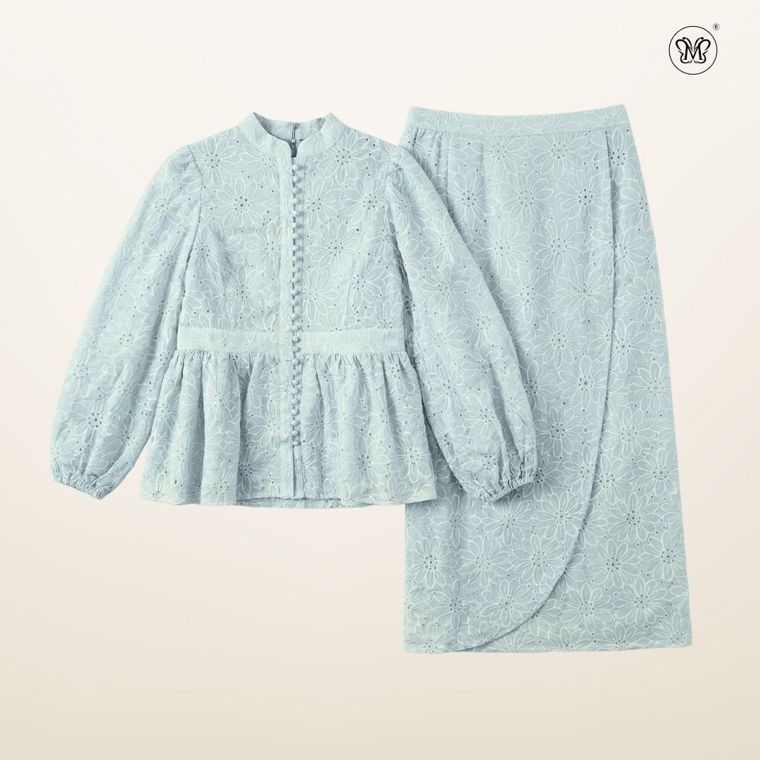 Bunga Embroidered Peplum Set