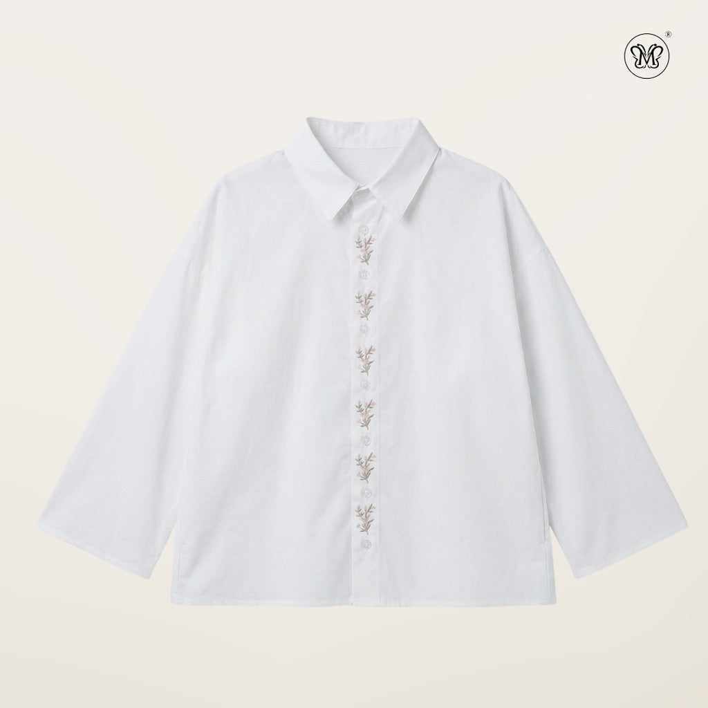 Vertical Floral Embroidered Shirt