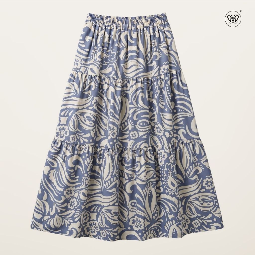 Printed Multi-Tiered Maxi Skirt