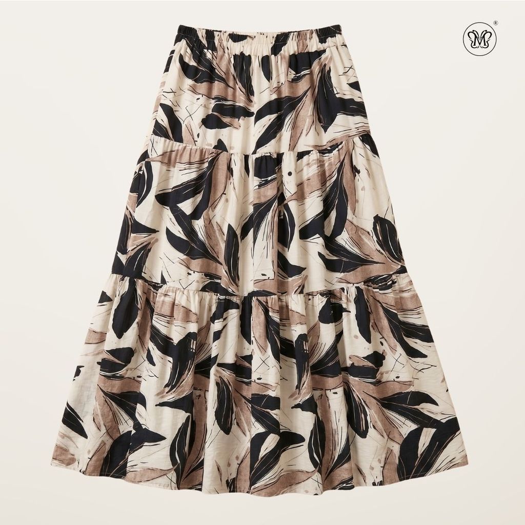 Printed Multi-Tiered Maxi Skirt