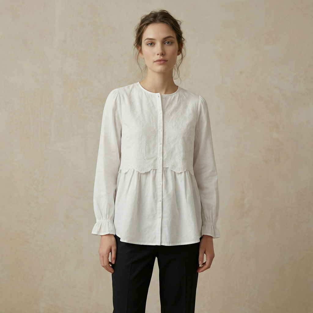 Eyelet Lace Layered Blouse